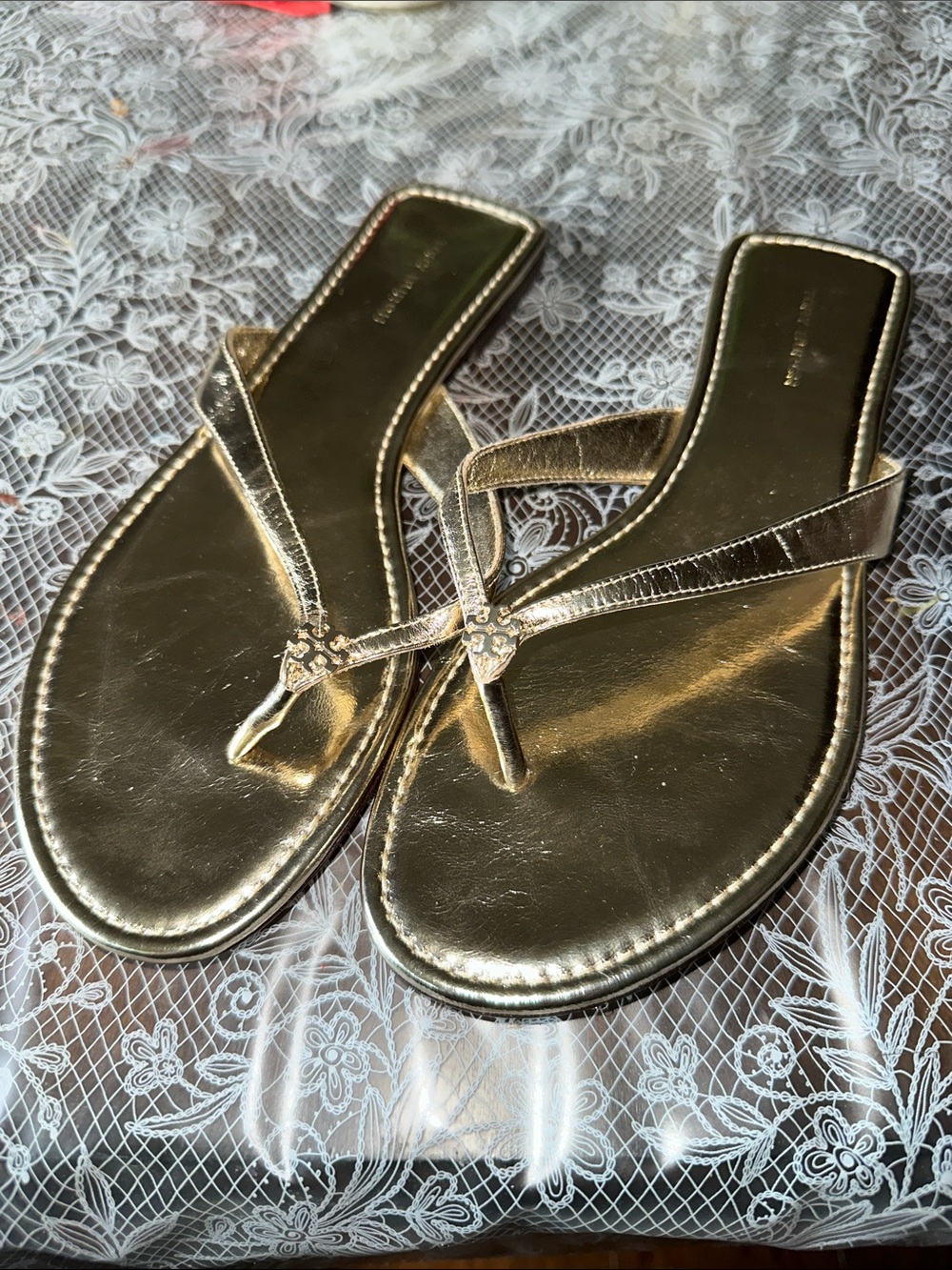Tory Burch Metallic Gold Thong Sandals